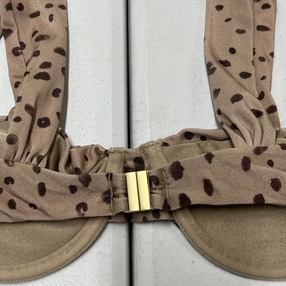 Revel Rey Binki Spencer Top Brown Animal Cheetah Print Underwire S Scrunch Strap